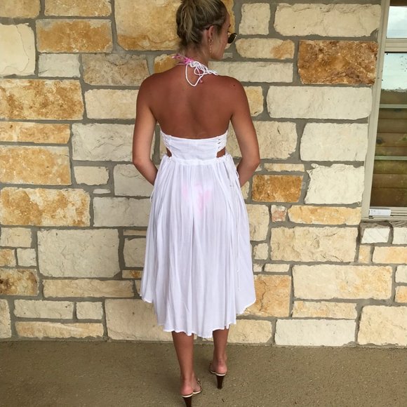 NWT Bohome white crochet cut out halter dress - Picture 5 of 12